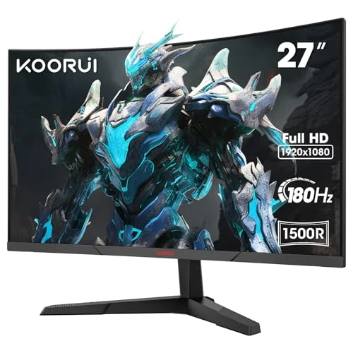 Offerta a tempo: KOORUI Monitor Gaming 27 Pollici Curvo FHD 180Hz 1500R HDR10 Schermo - 35% da 199.99 € a 129.99 €