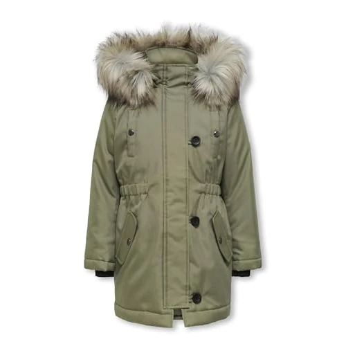 ONLY Parka larga para niña, verde claro, 146 cm