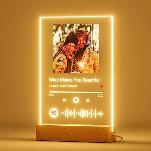iDIY Placa Spotify Personalizada -Lámpara de Ambiente Placa Spotify Personalizada con Luz y QR Regalo Aniversario Pareja Regalo Mujer Hombre San Valentín Navidad