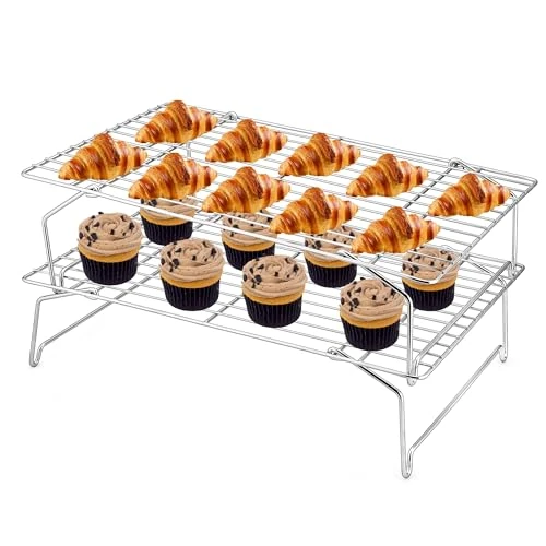 Beperkte aanbieding: Joyfair Koelrooster, 2-laags roestvrij staal Koelrooster Set, Rechthoekig Stapelbaar Bakrooster Koelrooster voor Koekjes, Brood en Pizza, Opvouwbaar & Stapelbaar, Vaatwasmachinebestendig - 38,1x25,9cm van 23.99 EUR naar 23.99 EUR (besparing 0%)