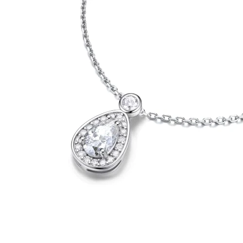 Limited-time offer: MomentWish Necklace Women Teardrop, 1 Carat Moissanite Diamond Necklace Silver 925 with Halo Pendant Gift with Gift Box Gift Certificate for Mum Women Girlfriend from 109.99 £ to 89.99 £ (save 18.18%)