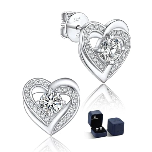 Tijdelijke aanbieding: MomentWish Moissanite Oorbellen, Valentijnsdag cadeau voor haar, lab gemaakte Moissanite oorstekers voor vrouwen, 925 sterling zilveren halo-oorbellen, verjaardagscadeaus voor vrouwen, 1 Carat-(0.5ct van 256.19 € naar 44.89 € (82.48