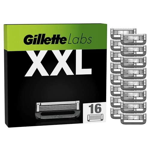Offerta a tempo: Gillette LABS XXL LAMETTE DA BARBA per Rasoio Barba Manuale, 16 Lamette Gillette di Ricambio da 5 Lame, Rasatura Profonda Duratura, Comfort e Profondità, Compatibile con i Rasoi Labs, per Rasoio Uomo - 42% da 77.91 € a 44.99 €