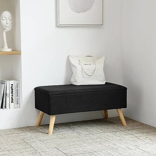 [en.casa] Bankje Salford met opbergruimte 79x39,5x39,5 cm zwart
