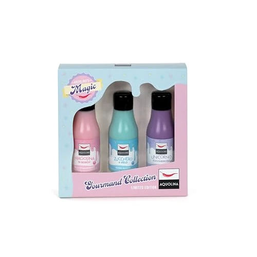 Aquolina Best Sellers Set, feuchtigkeitsspendendes Duschgel mit Walderdbeere, Puderzucker und zuckersüßem Einhorn - 3 Produkte zu je 125 ml