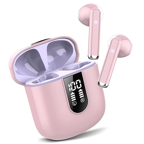 Oferta limitada: Jesebang Auriculares Inalámbricos, 2025 Auriculares Bluetooth 5.3 con HD Micrófono, Cascos Inalambricos Bluetooth con Potentes Altavoces de 13 mm, Sonido Melodioso, LED Pantalla, Rosa Melocotón de 29.99 € a 19.99 € (ahorro 33%)