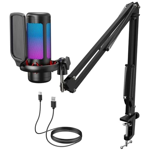 Limited-time offer: TONOR Gaming USB Microphone with Adjustable RGB Modes & Brightness, Condenser PC Mic with Boom Arm for Streaming Podcast Recording Studio Singing Youtube Compatiple with Computer/Laptop/Mac/PS4 TC310+ from 34.99 £ to 28.49 £ (save 19%)