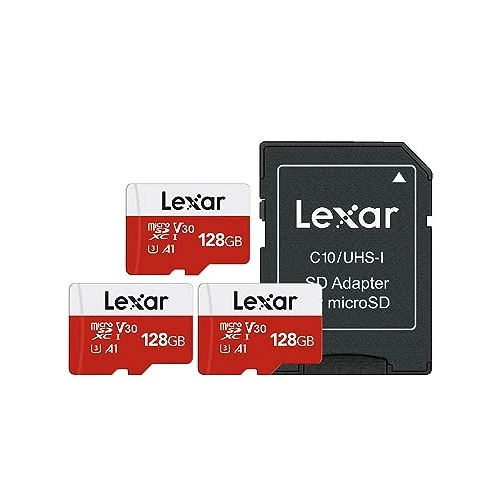 Oferta limitada: Lexar Tarjeta Micro SD 128 GB, 3 Paquetes, hasta 100 MB/s de Lectura, A1, U3, C10, V30, 4K, Full HD, Tarjeta de Memoria con Adaptador SD, microSDXC para teléfono, videocámara, Switch, GoPro, Tableta de 79.99 € a 79.99 € (ahorro 0.00%)