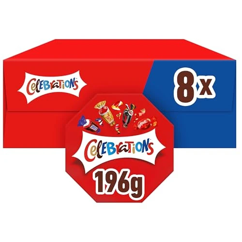 Offerta a tempo: Celebrations, Snack Assortiti al Cioccolato, Praline Miste al Cioccolato Mars, Bounty, Snickers, Twix, Maltesers e Altri Ancora, 8 Scatole da 196g, Cioccolatini Natalizi - 23% da 29.99 € a 23.17 €
