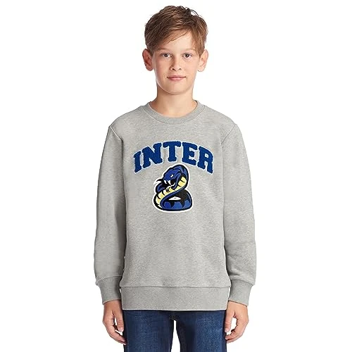 Inter Children and Boy's Felpa Girocollo Bambino/a, Collezione Girl Round Neck Sweatshirt, Official Product, Back to Stadium Collection, Grigio Chiaro, 4 anni