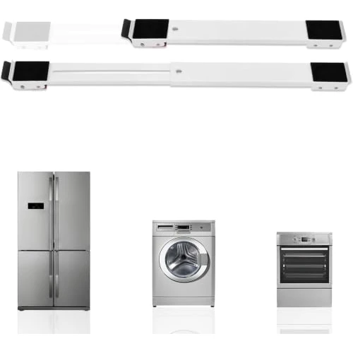 Zeitlich begrenztes Angebot: BASVII Waschmaschinen Untergestell - Rollen Für Möbel Doppelte Befestigung, Stabil Und rutschfest, Kann 300 KG Tragen - Washing Machine Stand Passend (Weiß) von 16.99 € auf 16.99 € (0.00% Rabatt)