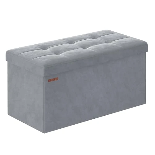 Offerta a tempo: SONGMICS Cassapanca, Pouf Contenitore, Poggiapiedi Pieghevole da 38 x 76 x 38 cm, Ottomano, Regge fino a 300 kg, per Soggiorno, Camera da Letto, Entrata, Grigio Tortora LSF247G02 - 15% da 38.99 € a 33.14 €