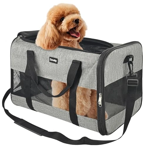 Offerta a tempo: Zavothy Borsa per il Trasporto del Gatto Cane, Borsa per il Trasporto Traspirante e Pieghevole, Custodia per il Trasporto del Gatto con Tracolla Regolabile, Materasso in Peluche Rimovibile, L, Beige - 23% da 29.99 € a 22.99 €