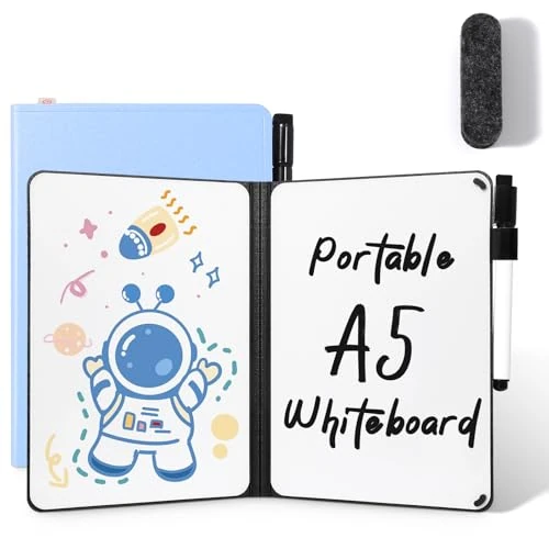 Zeitlich begrenztes Angebot: AGM Mini Whiteboard Blau, Tragbar A5 Memoboard Klein Doppelseitiges Schreiben Whiteboard Kein Magnet, 15 x 21 cm Harte Schale für Büro, Schule, Zuhause - inkl. 1 Marker mit Radierspitze von 12.99 € auf 12.09 € (7% Rabatt)