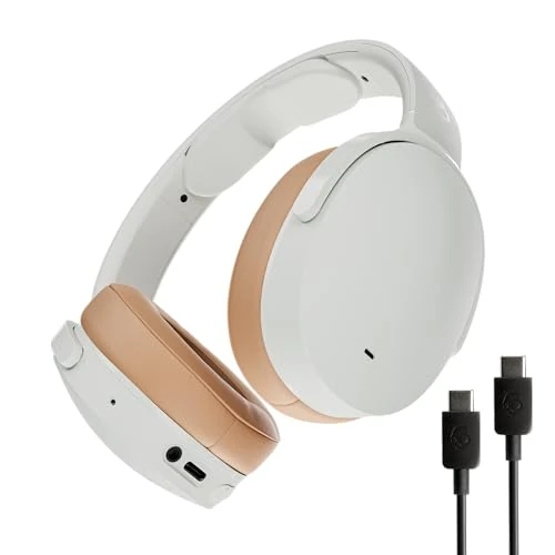 Skullcandy Hesh ANC Wireless Over-Ear Bluetooth Headphones with Extra USB-C Charging Cable, Active Noise Canceling, 22 Hrs Battery, Foldable Lightweight Design, Microphone iPhone Android - Mod White