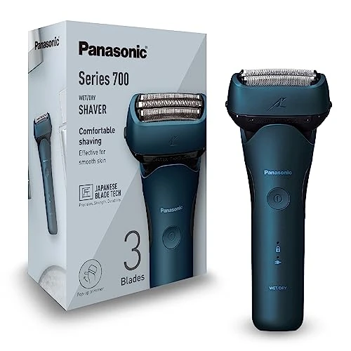 Zeitlich begrenztes Angebot: Panasonic Series 700 ES-ALT4B 3-Klingen-Nass- & Trocken-Rasierer für Männer, tragbar, kabellos, wasserdicht, Bartdichtesensor, flexibler Rasierkopf, ausklappbarer Trimmer, Dunkelblau von 139.00 € auf 99.99 € (28% Rabatt)