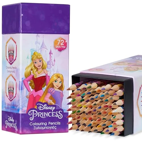 Limitiertes Angebot: Disney Princess Buntstifte Kinder, 72 Stück Stitch Holzstifte Farbstifte Colored Pencils - Mitbringsel Kinder Mädchen (Violett Prinzessin) von 19.99 EUR auf 15.49 EUR (Spare 23%)