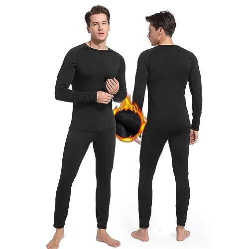 Thermounterwäsche Herren, Atmungsaktiv Funktionsunterwäsche Skiunterwäsche Set Männer Winter Lange Thermo Ski Unterwäsche Set für Joggen,Radfahren,Fußball,Skifahren,Motorrad