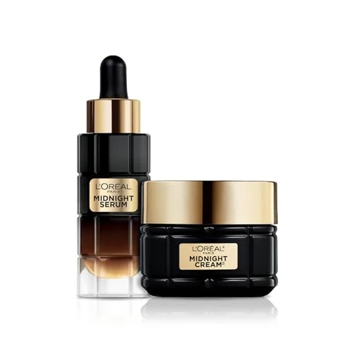 Offerta a tempo: L'Oréal Paris Routine Anti-Età, Con Siero Viso Midnight e Crema Midnight, Pelle Luminosa e Ringiovanita, arricchito con Complesso Antiossidante, Age Perfect - 38% da 44.44 € a 27.63 €