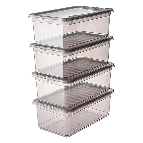 Beperkte aanbieding: keeeper bewaarboxen met luchtcontrolesysteem, set van 4, 4 x 5,6 l, Bea, transparant (Crystal Grey) van 19.99 EUR naar 17.15 EUR (besparing 14%)