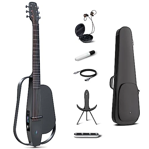 Enya NEXG2 Acoustic Electric Guitar - Black 38 Inch Smart Audio Guitar Carbon Fiber for Adults With Wireless Speaker 80W Microphone Hi-Fi Earbuds Footswitch Charger y Funda