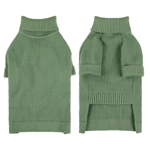 Oferta ograniczona: KONVINIT Sweter dla psa zimowe ciepłe swetry dla małych psów wzór dziewiarski miękki i elastyczny golf pulower dla zwierząt domowych zimowe ubrania dla małych średnich psów, zielony, XS z 93.31 PLN na 93.31 PLN (zniżka 0%)