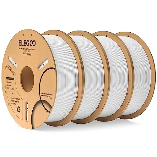 ELEGOO PLA Filament 1.75mm White 4kg, 3D Printer Filament Dimensional Accuracy +/- 0.03mm Carton Spool 3D Printing Filament Suitable for Most FDM 3D Printers