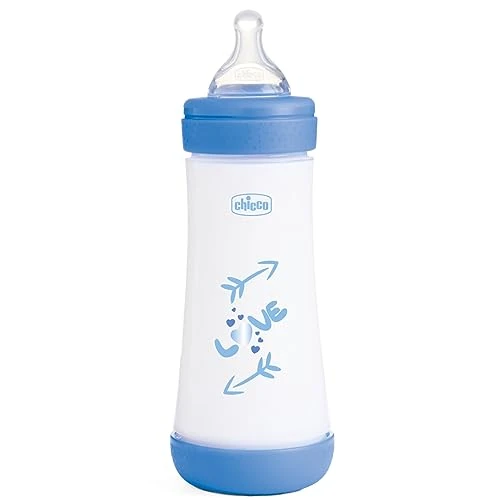 Chicco Perfect 5 x 300 ml Flasche mit Schnellfluss, für Neugeborene ab 4 m + Silikonsauger, 300 ml Trinkflasche mit Intui-Flow System