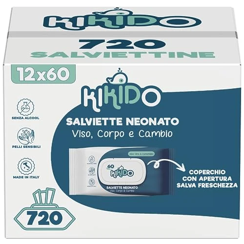 Tijdelijke aanbieding: Kikido Billendoekjes - 720 stuks, 12 Pakkets van 60 Babydoekjes - Zachte Formule Bescherming Van De Gevoelige Huid - Deksel met Opening Bespaar Versheid van 26.90 € naar 26.90 € (0.00% korting)