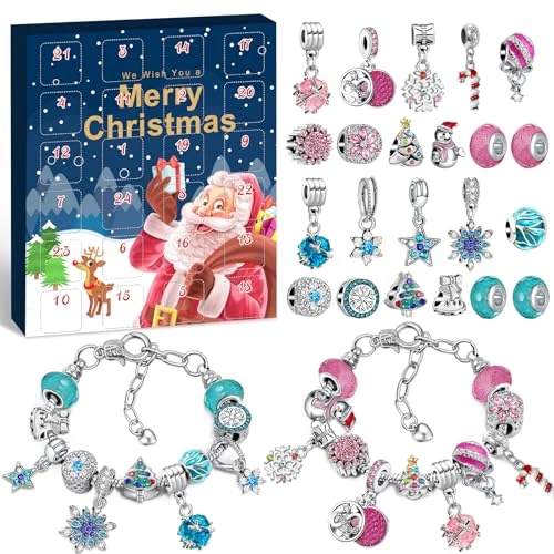 Offerta a tempo: KAZATE Calendario Dell'Avvento Gioielli 2025 Ragazza Bracciale Kit, Donna Calendario Avvento Regali a Sorpresa, Natalizi Natale Conto Alla Rovescia 24 Charm Accessori diy Ciondoli - 30% da 11.65 € a 8.15 €