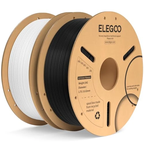 Limited-time offer: ELEGOO PLA+ Filament 1.75mm Black & White 2KG, PLA Plus Tougher and Stronger 3D Printer Filament, Dimensional Accuracy +/- 0.02mm, 2 Pack 1kg Cardboard Spool(2.2lbs) Fits for Most FDM 3D Printers from 26.98 GBP to 26.98 GBP (save 0%)