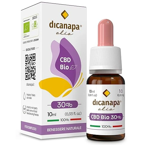 dicanapa Olio CBD 30% Biologico Certificato Made in Italy 10 ml 3000 mg – 100% Naturale Olio da semi di Canapa - Hemp Oil Full Spectrum