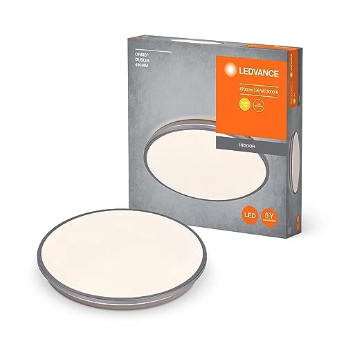 Limited-time offer: LEDVANCE Orbis Dublin Led Ceiling Light 490Mm, Silver, 36W, 4150Lm, Warm White Light Color, Very Homogeneous Light Distribution, Long Life, Non-Replaceable Led Module, Round, Ip20, 3000K from 45.02 GBP to 45.02 GBP (save 0%)