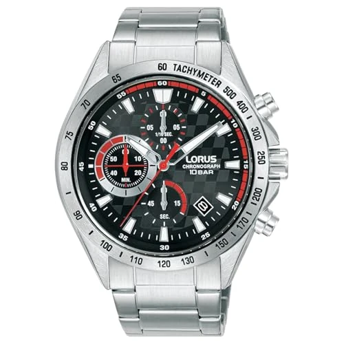 Lorus Herren Analog Quarz Uhr mit Metall Armband RM309JX9, Schwarz