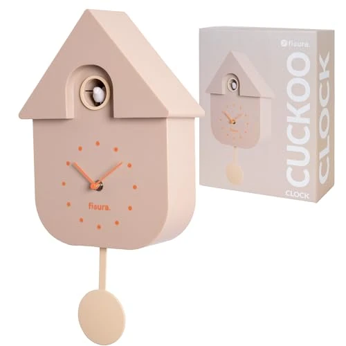 Beperkte aanbieding: Fisura - Beige koekoeksklok met oranje wijzerplaat. Wandklok Originele wandklok als cadeau. 3 AA-batterijen niet inbegrepen. Afmetingen: 21,5 x 8 x 41,5 cm. ABS kunststof van 64.90 EUR naar 64.90 EUR (besparing 0%)