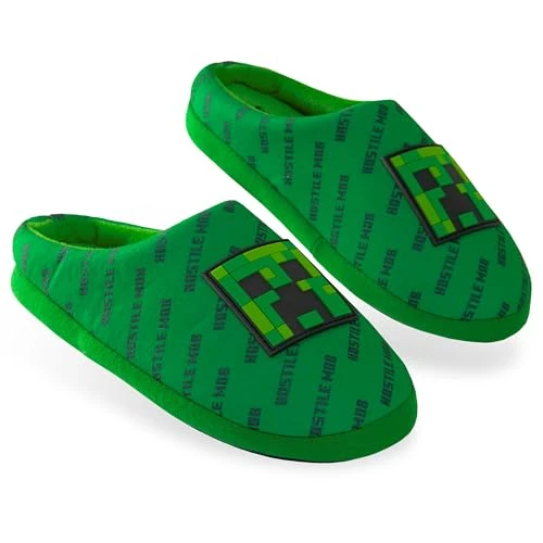 Limited offer: Minecraft Boys Slippers, Cosy Creeper Indoor House Shoes - Gamer Gifts for Boys from 19.72 EUR to 15.78 EUR (save 20%)