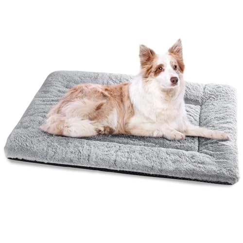 Baodan Legowisko dla psa, duże, nadaje się do prania, pluszowe legowisko dla kota z poduszką, miękka, ciepła mata dla psów średniej wielkości, rozmiar XL, 112 x 71 cm, szare
