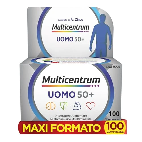 Offerta a tempo: Multicentrum Uomo 50+ Integratore Alimentare Multivitaminico Completo, con Vitamina D3, Supporto Contro la Stanchezza per Uomini oltre 50 anni, 100 Compresse​ - 34% da 43.58 € a 28.95 €
