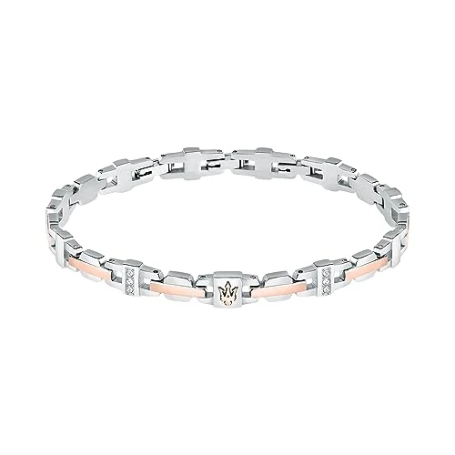 Maserati Herenarmband in staal, PVD Rosegold, kristallen, iconische collectie - JM423AVD18, Staal