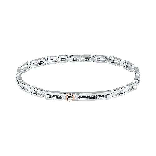 Maserati Męska bransoletka ze stali, złota PVD, kamień, Iconic Collection – JM423AVD25, Stal stopowa, kryształ