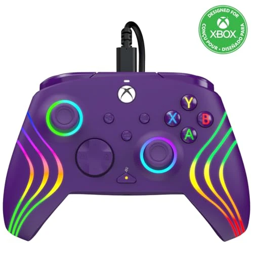 Limited-time offer: PDP Gaming Afterglow Wave Enhanced Wired Controller for Xbox Series X|S, Xbox One, Windows 10/11 PC, Advanced Programmable Gamepad, Customizable Lighting, Licensed by Microsoft, Companion App: Purple from $49.99 to $49.99 (save 0.0%)