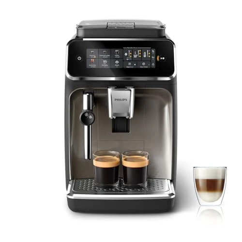 Philips Fully Automatic Espresso Machine Series 3300-5 Beverages, Classic Milk Frother, SilentBrew, 100% Ceramic Grinder, AquaClean Filter, Black Chrome (EP3326/90)