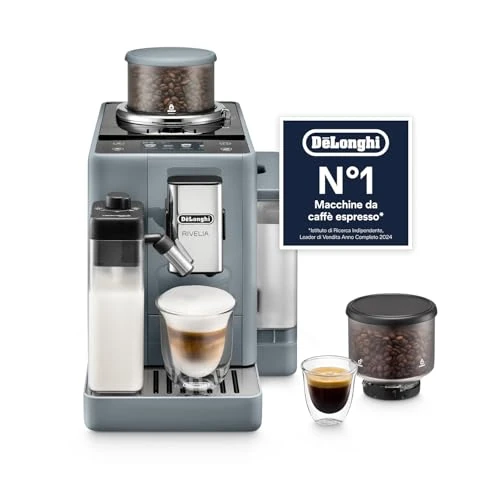 Oferta limitowana: De'Longhi Rivelia EXAM440.55.G, superautomatyczny ekspres do kawy z LatteCrema Hot, automatyczny spieniacz do mleka, kompaktowy rozmiar, 16 przepisów, kolorowy ekran dotykowy, szary z 2299.00 zł na 2299.00 zł (oszczędź 0.00%)