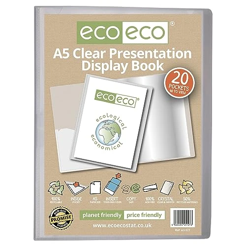Offre limitée : eco-eco Eco127 Porte-vues transparent avec 20 pochettes en plastique Format A5 50% recyclé de 9.29 EUR à 9.29 EUR (remise 0%)