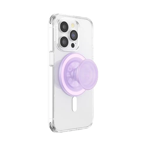 PopSockets: PopGrip Round per Magsafe - Anello Adattatore per MagSafe Incluso - Supporto e Impugnatura per Telefoni Cellulari e Custodia con un Top Intercambiabile - Opalescent Clear