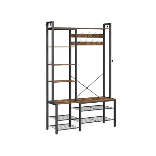 Offerta a tempo: VASAGLE Appendiabiti Ingresso con Panca Scarpiera, 7 Ripiani Portaoggetti - 0.00% da 110.99 € a 110.99 €