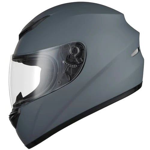 Favoto Kask motocyklowy Kaski pełnotwarzowe dla dorosłych Kask pełnotwarzowy Kask motorowerowy dla mężczyzn Kobiety Oddychający Certyfikat ECE M (57-58 cm) Szary