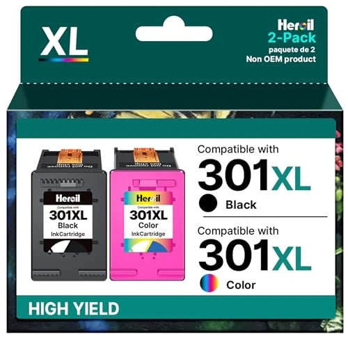 301 XL 301XL Remanufactured Ink Cartridges Compatible with HP 301 XL Black and Colour Compatible for HP OfficeJet 2620 2622 4504 4630 5534 Envy 4500 5530 5532 Deskjet 1000 1010 1510 2050 2540 3050