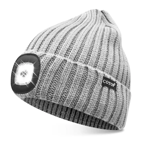 Limitiertes Angebot: COTOP Mütze mit Licht, Led Strickmütze Herren Winter, Geschenke Männer Weihnachten, Warm Beanie mit Stirnlampen für Joggen, Wandern, Laufen, Radfahren von 14.55 EUR auf 13.82 EUR (Spare 5%)