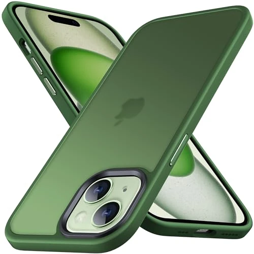 Anqrp Ontworpen voor iPhone 15 hoesje, [militair schokbestendig] Super zachte siliconen slanke doorschijnende matte beschermende telefoonhoes, compatibel met iPhone 15 6,1 inch, groen